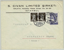 Türkei / Türkiye 1942, Brief Galata Istanbul - Schwanden (Schweiz) - Briefe U. Dokumente