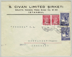 Türkei / Türkiye 1942, Brief Galata Istanbul - Schwanden (Schweiz) - Storia Postale