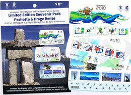 Qt. VANCOUVER 2010 OLYMPIC WINTER GAMES = Limited SEALED Souvenir Pack Of 3 MiniSheets/Blocks Canada 2010 MNH - Invierno 2010: Vancouver