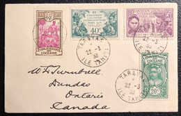 Océanie Lettre 03/1938 TAHITI De TARAVAO Iles Du Vent N°50, 71, 80 & 81 Pour DUNDAS CANADA TTB - Cartas & Documentos