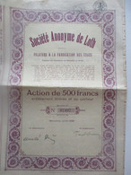 Société Anonyme De Loth  - Bruxelles - Action De 500 Francs Au Porteur - 1930 - Textil