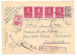 Intreg Postal 10 Lei Mihai Circulat RECOMANDAT !!! , Cenzura Militara Tecuci 6 , Of.mil.p. 5050 . - World War 2 Letters