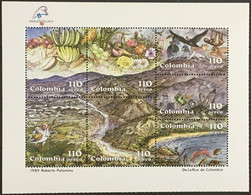 J204 – Colombie Colombia (**) MNH PA 789 à 795, Philexfrance89, Exposition Philatélique Mondiale à Paris, 1989, Côte 16€ - Kolumbien