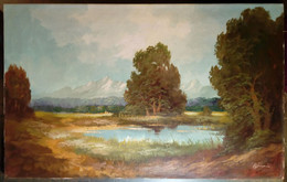 Paysage Avec Arbres, étang Et Montagnes/ Landscape With Trees, Pond And Mountains - Olii