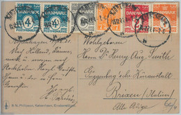 81897 - DENMARK - Postal History -  Colourful MIXED FRANKING  On POSTCARD  1921 - Briefe U. Dokumente