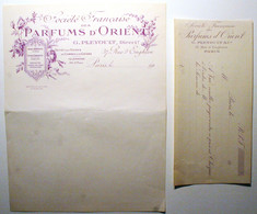 Société Française Des PARFUMS D'ORIENT - Paris (Usines De Cannes Et De Catane) Années 1920      ** 2 Scans ** /P36a - Droguerie & Parfumerie