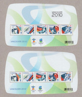 Qt. SILVER OVERPRINT + REGULAR = Set Of 2 SSs = 2010 VANCOUVER OLYMPICS = Canada 2009 #2299, 2299f MNH - Inverno2010: Vancouver