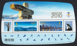 Qt. GOLD OVERPRINT Souvenir Sheet = 2010 VANCOUVER WINTER OLYMPIC GAMES = Canada 2010 Sc# 2366c - Inverno2010: Vancouver