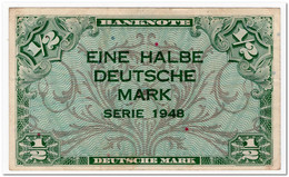 GERMANY,FEDERAL REPUBLIC,1/2 MARK,1948,P.1,VF-XF - Other & Unclassified