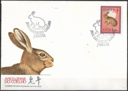 Macau Macao – 1987 Year Of The Rabbit FDC - Lettres & Documents
