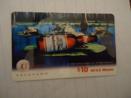 CANADA PREPAID  USED CARD  ADVESTISING DRINK  FROG - Crocodiles And Alligators