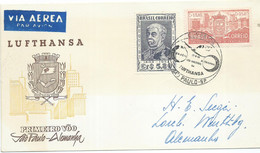 Guatemala Letter Via Germany 1956 The First Flight Sao Paulo - Germany,LUFTHANSA - Briefe U. Dokumente