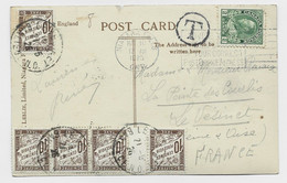 CANADA 2C SOLO SEUL CARD CARTE NIAGARA FALLS 1925 POUR FRANCE TAXE 10C BANDE DE 4 INTERPANNEAU +1 LE VESINET - 1859-1959 Cartas