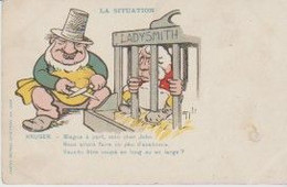 La Situation Caricature KRUGER + Ciseaux à LADYSMITH En Cage ". Mon Cher John ..veux-tu être Coupé En Long Ou En Large?" - Satirical