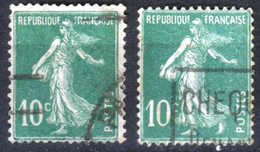 Semeuse - 1921 - 10c Vert- YT 159   - Variété - Oblitérés