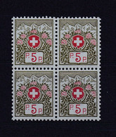 SUISSE 1911 FRANCHISE N°4 NEUF** EN BLOC DE 4 - Portofreiheit