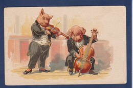 CPA Cochon Pig Surréalisme Non Circulé Position Humaine Violon Musique - Schweine