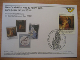 Osterreich- Christkindl 24.12.2021, Weihnachtsmarke Mit Sonderstempel Auf ÖPT Glückwunschkarte - Cartas & Documentos