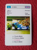 CROMO CARTA NAIPE MINICARTA CARD O SIMIL F2 FORMULA 2 RACE CARS CARRERAS AUTOS PILOTO JABOUILLE ELF BMW UK VOITURE PILOT - Automobile - F1