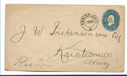 Nor193 / NORWEGEN - US Stationery  As Printed Matter, Kristiania 1890 - Briefe U. Dokumente