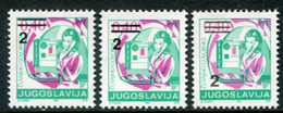 YUGOSLAVIA 1990 Surcharges 2 On 0.40 D. Both Types And Perforation  MNH / **.  Michel 2442 IA+C, II - Neufs