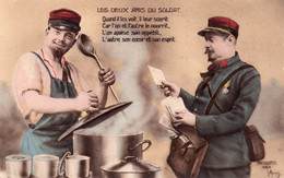CPA, Les Deux Amis Du Soldat, Le Cuisinier Et Le Facteur (vaguemestre) - Patriotiques
