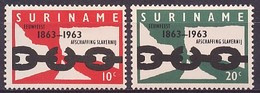 Suriname NVPH Nr 396/397 Postfris/MNH 100 Jaar Afschaffing Slavernij 1963 - Surinam ... - 1975