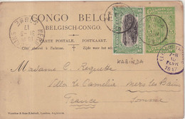CONGO BELGE : ENTIER POSTAL . AVEC COMPLEMENT . " KABINDA " . POUR LA FRANCE . 1917 . - Interi Postali