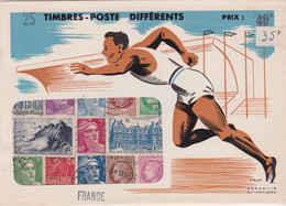 FRANCE - POCHETTE DE TIMBRES DEBUT DES ANNEES 60 - TIMBRES NON VERIFIES PLUTOT POUR LA JOLIE PRESENTATION - Brieven En Documenten