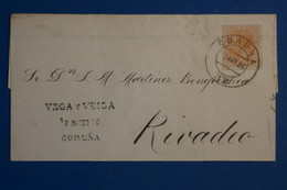 AK11 ESPAGNE  BELLE LETTRE 1885  CORUNA POUR RIVADEO + AFFRANCH. PLAISANT - - Brieven En Documenten