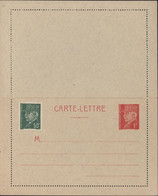 Entier Carte-lettre Pétain 1F Rouge + Complément YT 508 Vert 50c Pour Tarif Modifié Neuf Storch C1 - Kaartbrieven