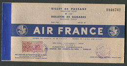 Billet Air France Casablanca Paris Timbre Fiscal + Vignette VR553 - World