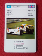 CROMO CARTA NAIPE MINICARTA CARD O SIMIL F3 FORMULA 3 RACE CARS CARRERAS AUTOS PILOTO BARNETT MARCH 753 UK VOITURE PILOT - Automobile - F1