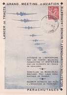 1947 - CARTE ILLUSTREE + OBLITERATION SPECIALES Du MEETING AVIATION - PARACHUTAGES Et SIMULATION COMBATS De SAUMUR - 1960-.... Covers & Documents