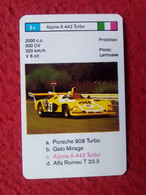 CROMO CARTA NAIPE MINICARTA CARD O SIMIL PROTOTIPO RACE CARS CARRERAS AUTOS PILOTO LARROUSSE ALPINE A 442 TURBO ITALIA.. - Automobile - F1