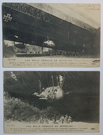 CARTE POSTALE - FRANCE - 1914/1918 - LOT DE 2 - DIRIGEABLE - UNE BELLE DEBACLE DE ZEPPELINS - DESTRUCTION - 1917 - Aviation