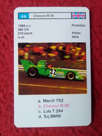 CROMO CARTA NAIPE MINICARTA CARD O SIMIL PROTOTIPO RACE CARS CARRERAS AUTOS PILOTO HINE CHEVRON B 30 UK VOITURE PILOT... - Automobile - F1