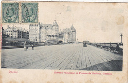 CANADA..QUEBEC. CPA. CHÂTEAU FRONTENAC ET PROMENADE DUFFERIN. TERRACE .ANNEE 1905 + TEXTE - Québec - Château Frontenac