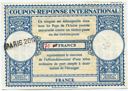 FRANCE COUPON-REPONSE INTERNATIONAL DE 45 FRANCS AVEC MODIFICATION MANUSCRITE DE TARIF 70 FRANCS AVEC OBL PARIS 206 - Antwortscheine