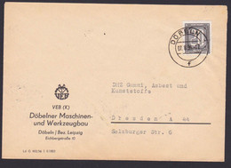 Döbeln  Sachsn ZKD-Brief B3 Brief  Verwaltunspost A Maschinen- Werkzeugbau, Zentraler Kurierdient Der DDR, 7.8.56 - Dienstzegels