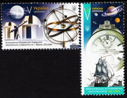 Ukraine - 2021 - Astronomical Observatories - Lvov And Nikolayev - Mint Stamp Set - Ucrania