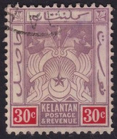 KELANTAN 30c Wmk.Crown MCA Sc#7 - USED @P506 - Kelantan