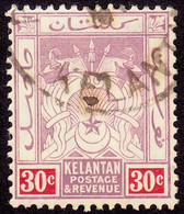 KELANTAN 30c Wmk.Crown MCA Sc#7 - USED @P529 - Kelantan