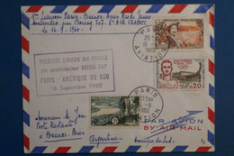 AK12 FRANCE BELLE  LETTRE 1960  1ERE LIAISON  AIR FRANCE PARIS  BUENOS AIRES   +++ AEROPHILATELIE +AFFRANCH. PLAISANT - - First Flight Covers