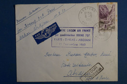 AK12 FRANCE BELLE  LETTRE 1960   1ERE LIAISON  PARIS  ABIDJAN ++++ BOEING+  AEROPHILATELIE +AFFRANCH. PLAISANT - - Eerste Vluchten