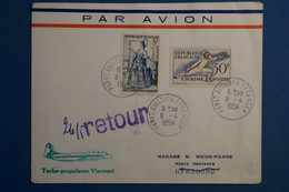 AK12 FRANCE BELLE  LETTRE 1954   PARIS HAMBOURG GERMANY +++++  AEROPHILATELIE +AFFRANCH. PLAISANT - - Eerste Vluchten