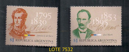 ARGENTINE 1995 GJ 2710/11 PERSONNALITÉS AMÉRICAINES MENTHE - Storia Postale