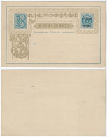 Iceland 1902 Postal Stationery Card 1 Gildi Overprinted Over 5 Aur Ornament Serpent Jörmungandr Viking Mythology Unused - Postal Stationery