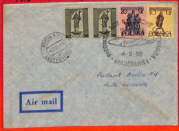 Aa3410 - POLONIA - Postal History - FIRST FLIGHT Cover WARSAW - BERLIN  1956 - Flugzeuge