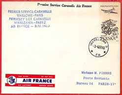 Aa3411 - POLONIA - Postal History - FIRST FLIGHT Cover WARSAW - PARIS  1960 - Avions